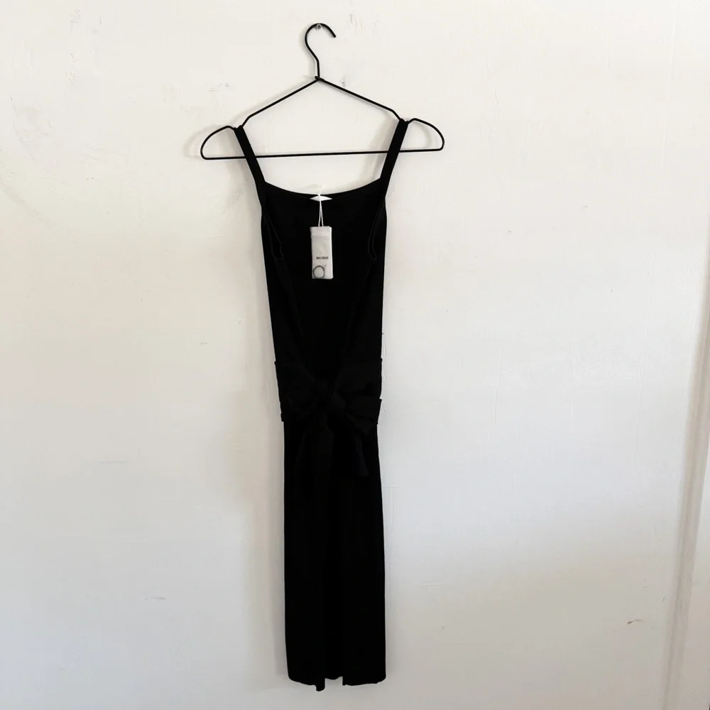NWT Helmut Lang Black Knit Tie Waist Dress S - Picture 2 of 8